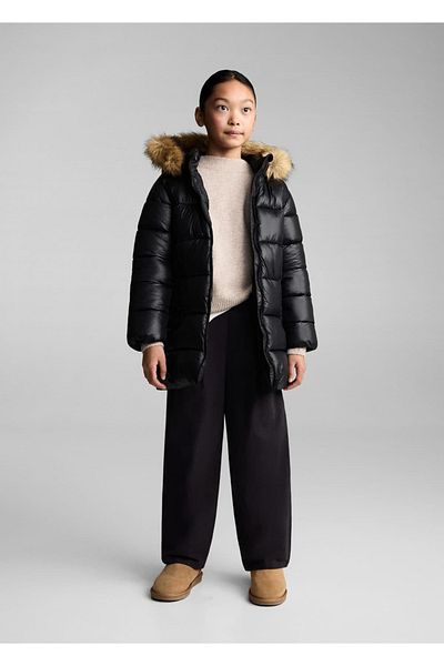 MANGO Kids Quilted Anorak - Faux Fur Hood