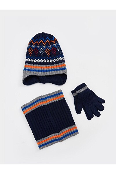 LC Waikiki LCW ECO μοτίβο αγορίστικο μπερέ γάντια και γιακάς λαιμού (W4)