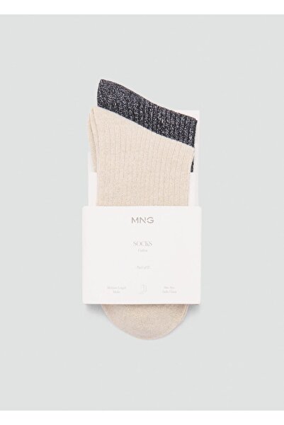 MANGO Woman Set of 2 Ribbed Glitter Socks