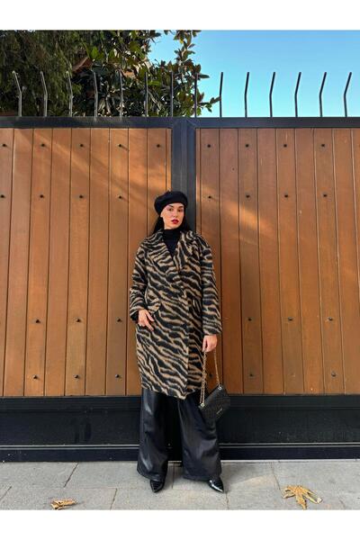 minaaise Жіночий пальто з підкладкою з шардоном і зебра-принтом 26207