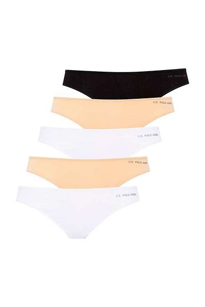 U.S. Polo Assn. 67006 Piele neagră pentru femei, piele albă, albă, pachet de 2 slip elastic cu peri