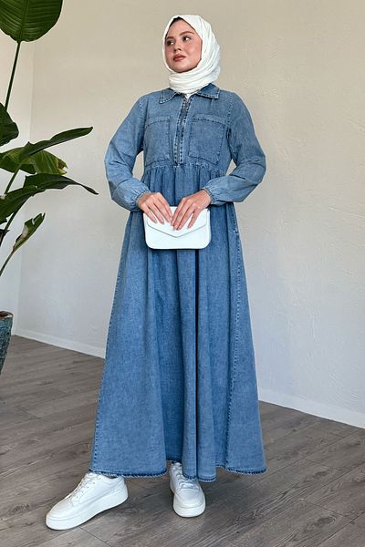 InStyle Rochie albastră Daniel cu buzunar dublu din denim