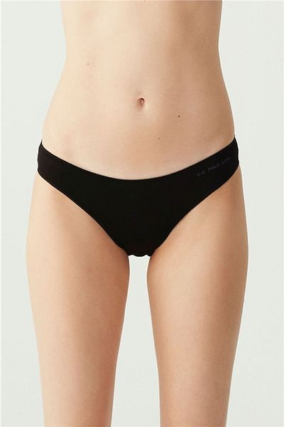 U.S. Polo Assn. 67006 Piele neagră pentru femei, piele albă, albă, pachet de 2 slip elastic cu peri