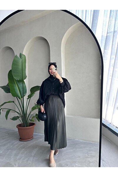 Bahar Altundemir PİLİSELİ ETEK KADIN TESETTÜR ETEK İNCE PİLİSELİ DERİ GÖRÜNÜM...