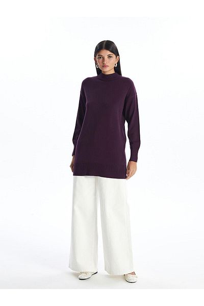 LC Waikiki Lcw Modest Women's Half Turtleneck Plain Knitwear Tunic