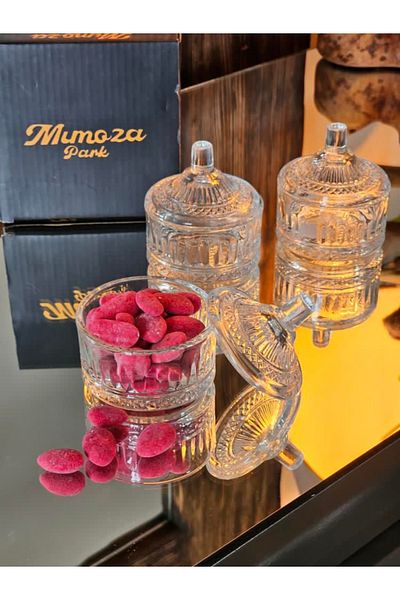 MİMOZA PARK 4 Pieces Glass Lid Snack Bowl Sauce Bowl