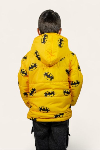 Batman Unisex Children's Puffer Jacket - Fleece, Thick Waterproof, Hooded, Printed Winter