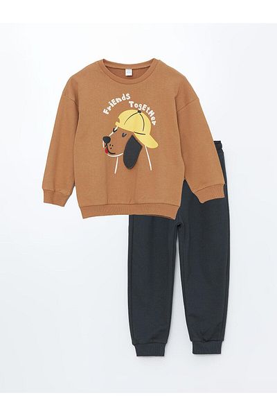 LC Waikiki Lcw Kids 2-Piece Set - Crew Neck Long Sleeve Sweatshirt and Sweatpants for Baby Boy
