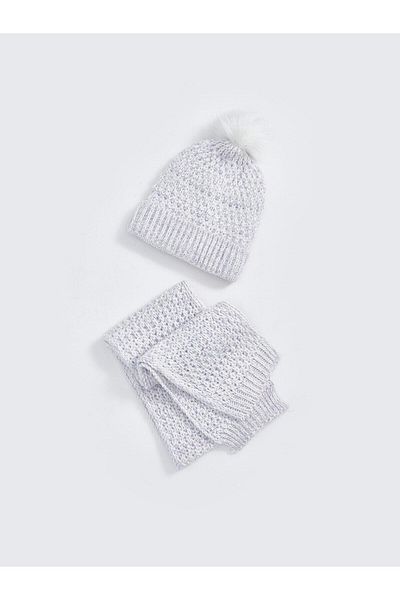 LC Waikiki LCW ACCESSORIES Eșarfă și beretă pentru fete cu detaliu pompon