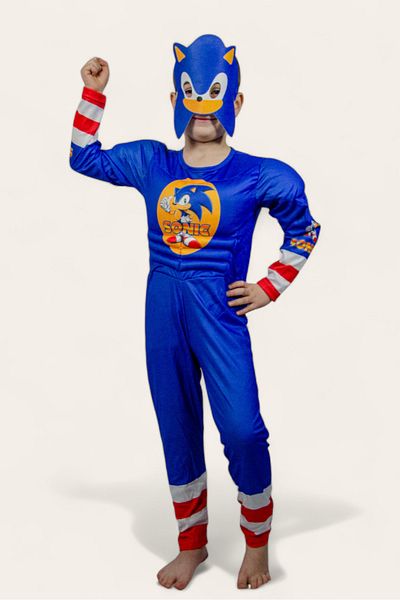 SEDİRLİ Sonic Muscular Superhero Costume Masked Sonic Kids Costume Muscular Costume