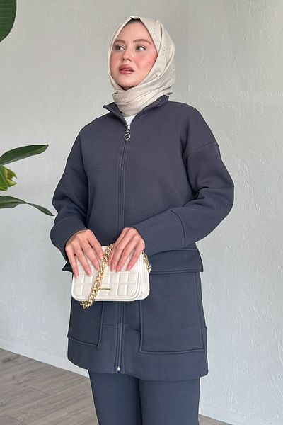 InStyle Σετ κοστούμι με φερμουάρ Anthracite με δύο τσέπες