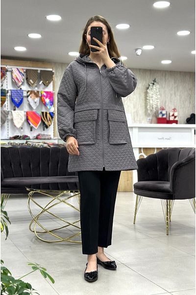 Temel İpek Boutique Quilted Hooded Coat