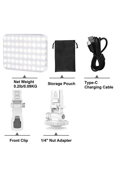 Choice مصباح سيلفي LED أبيض 60 خرزة LED عالية الجودة 2200 مللي أمبير قابلة لإعادة الشحن CRI 97+، 7 أوضاع إضاءة محمولة
