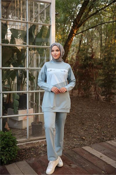 Bwest Dafne Pocket Tracksuit Elastic Waist Pants Two-Piece Set - 71153.004 - Blue