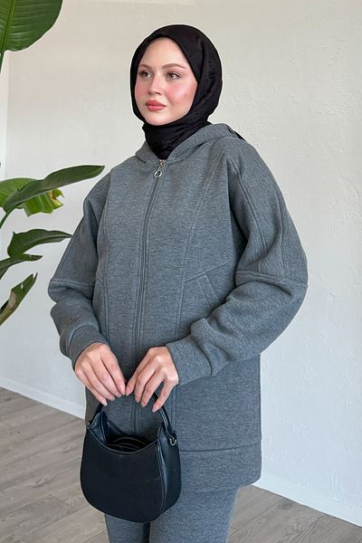 InStyle Σετ διπλής τσέπης με κουκούλα ανθρακί