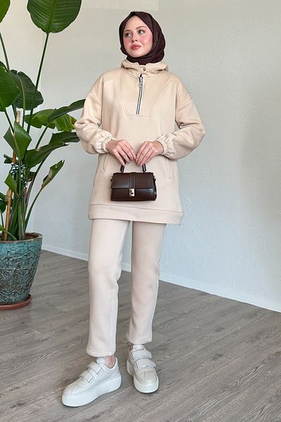 InStyle طقم جيب بلون كريمي شبه بسحاب