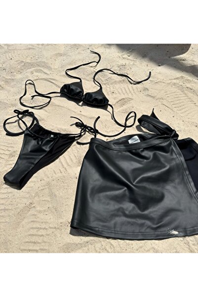 The One Shine Siyah Etekli Bikini Seti
