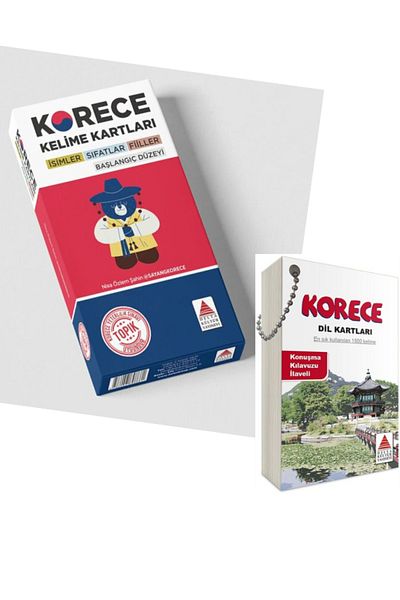 Delta Kültür Yayınevi Delta Korean Vocabulary Cards (Names, Letters, Verbs) and Korean Language Cards Set