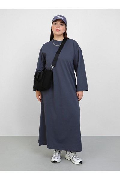 ALİA Plus Size Oversize Knitted Dress - Granite - Alia
