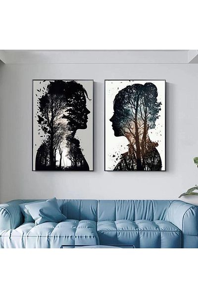 Linacci Human Forest Glass Painting Set with Double Black Metal Frame