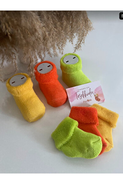 PAMBIK AYAKLAR 3 Çift Bebek Kışlık Havlu Çorap Seti - Unısex