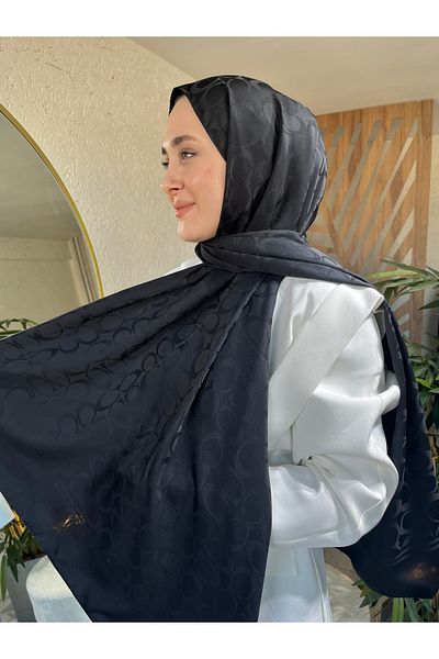 Modechic Collection Cotton Jacquard Black Shawl