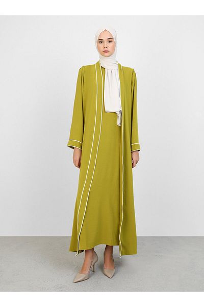 Refka Aerobin Abaya & Gown Double Set - Oil Green - Refka