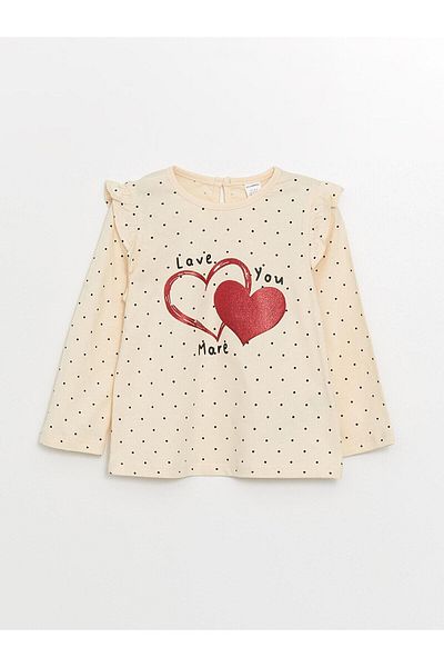LC Waikiki Lcw Kids Printed Crew Neck Printed Girls Blouse and Leggings Set of 2