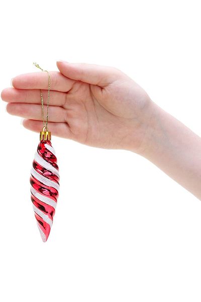 Partifabrik Christmas Tree Ornament - 3 Pieces Red and White Cone Look