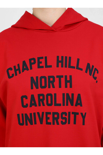 Benin Benin Red Oversize Hooded Sweatshirt