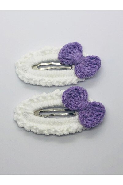 İnDerin Set de 2 agrafe de păr tricotate cu închidere rapidă cu motiv de fund...