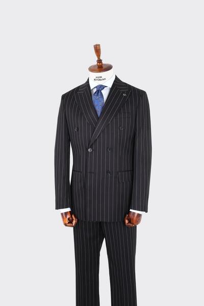 Kadir Büyükkaya Kırlangıç Yaka Kruvaze Erkek Takım Elbise-KAX1254S