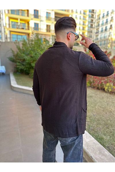 elkumoda Πλεχτό παλτό με σχέδιο σε γαλλικό γιακά, τσέπες, πλέξη που δεν φιλιάζεται.