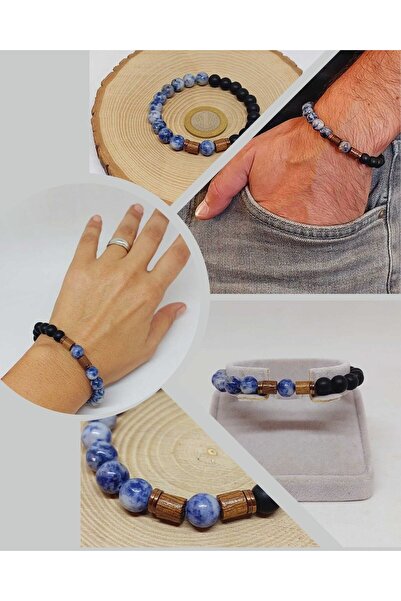 Yasamtohumu 8mm unisex narukvica od sodalita i oniksa - havajski model (1914)