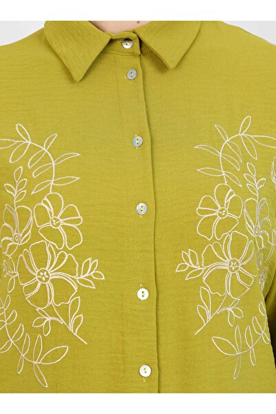 Refka Aerobin Nakış Detaylı Tunik - Yağ Yeşili - Refka