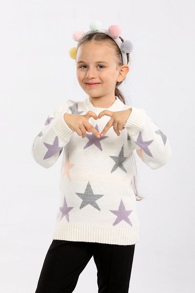 Cloudy Kids Girl's Crew Neck Knitwear Sweater