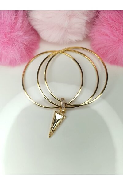 aves shop Çelik Ajda Bilezik Taşlı Simetrik Üçgen Charm
