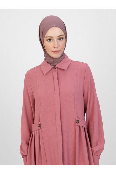 Refka Φόρεμα Hijab με κουμπιά Aerobin - Dark Rose - Refka