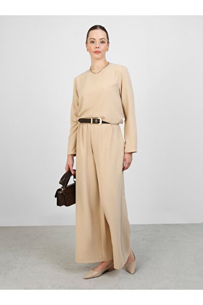 Refka Aerobin Sand Beige Tunic and Trousers Double Set - Refka