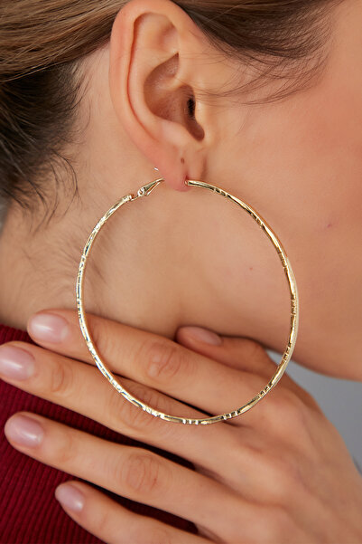 Lina Tia Kadın Çizgi Desenli Model Altın Kaplama Çelik Rodyum Kaplama Büyük B...