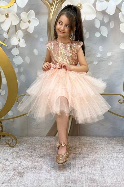 ABİYEKİDS Children's Evening Dress Sequin Katkat Sequined Aged 2/11 Aby4560