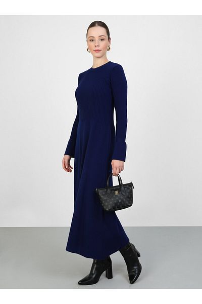 Refka Μπλε Navy Refka Knitwear Hijab Φόρεμα