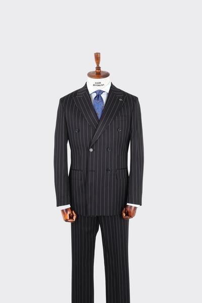 Kadir Büyükkaya Kırlangıç Yaka Kruvaze Erkek Takım Elbise-KAX1254S