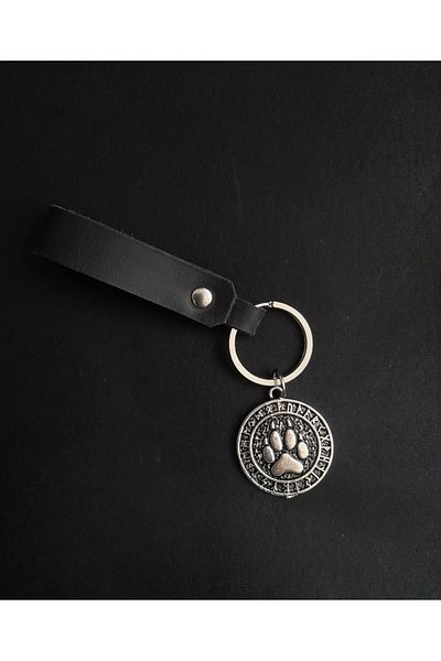 BSN Store Mythology Genuine Leather Keychain with Scandinavian Bear Claw Figure