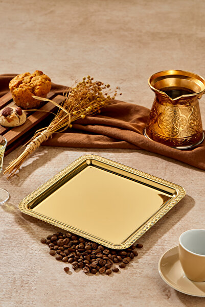 Turkco Ottoman Gold Serisi Gold Sunum Tepsisi, Söz Nişan Tepsisi,  24cm, Avan...