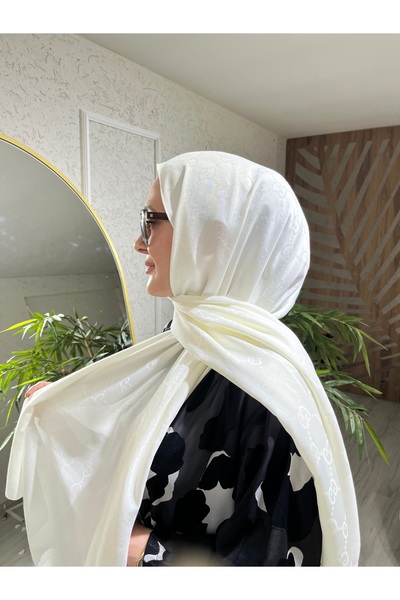 Modechic Collection Pamuklu Jakarlı Krem Şal