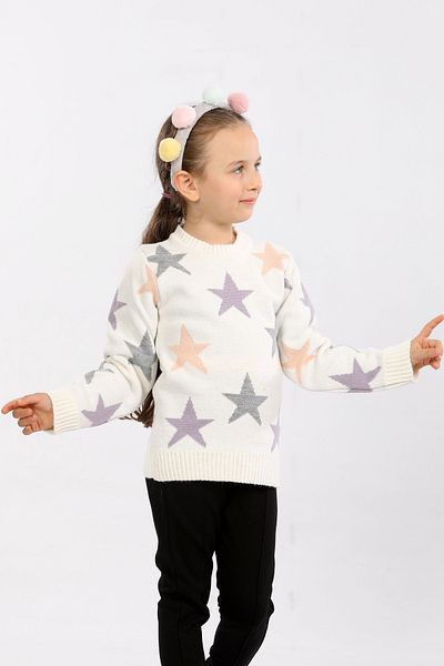 Cloudy Kids Girl's Crew Neck Knitwear Sweater
