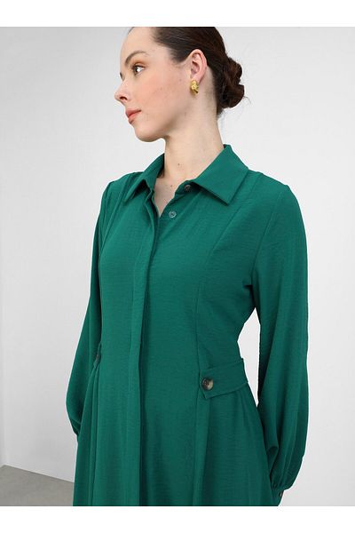 Refka Φόρεμα Hijab με κουμπιά Aerobin - Emerald Green - Refka
