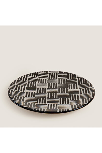 Chakra Sisam Lines Pasta Tabağı 19 Cm Sıyah/Beyaz