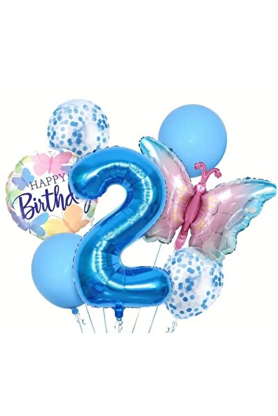 DÜVENCİ TİCARET SET DE FOIL BUTTERFLY BALON DE VÂRSTA ALBASTRĂ